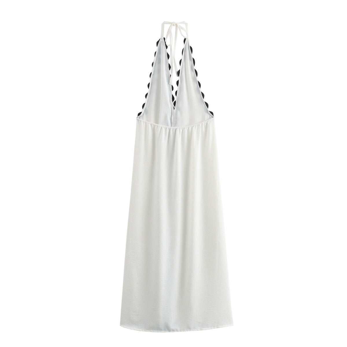 Elegant Spliced Halterneck With Suspenders Dress Summer High Waist Sleeveless Women Office Dress