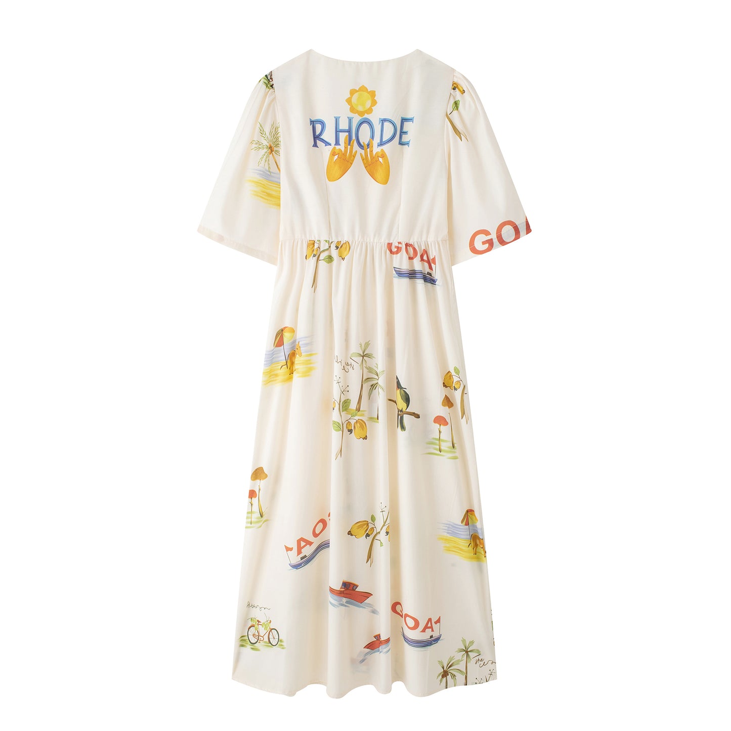 Printed V Neck Cute Short Sleeve Loose Dress Spring Summer