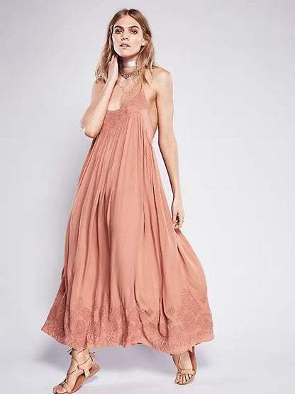 Bohemian Embroidered Strap I Back Floating Dress