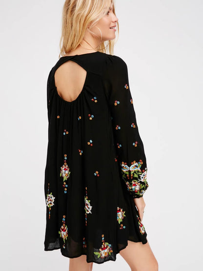 Loose Bohemian Embroidered Dress