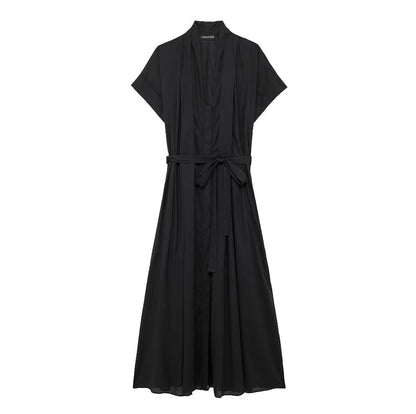 Summer Shirt Series Belt Maxi Dress