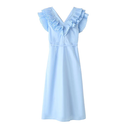 Spring High Waist Pleated Dress Maxi Dress Women