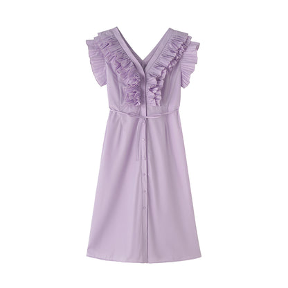 Robe plissée taille haute de printemps, robe Maxi pour femmes