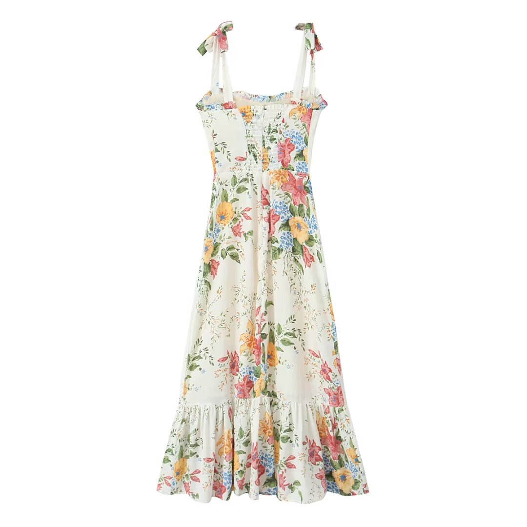 Robe d'été à imprimé Floral pastoral pour femmes, coupe cintrée, amincissante