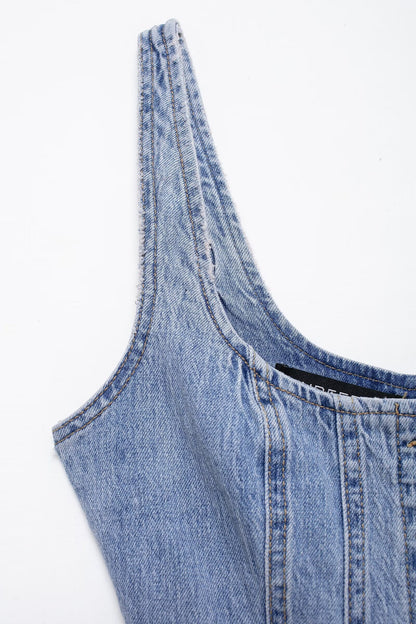 Robe mi-longue en Denim pour femmes, tenue décontractée, décorée de boutons en rangée, été