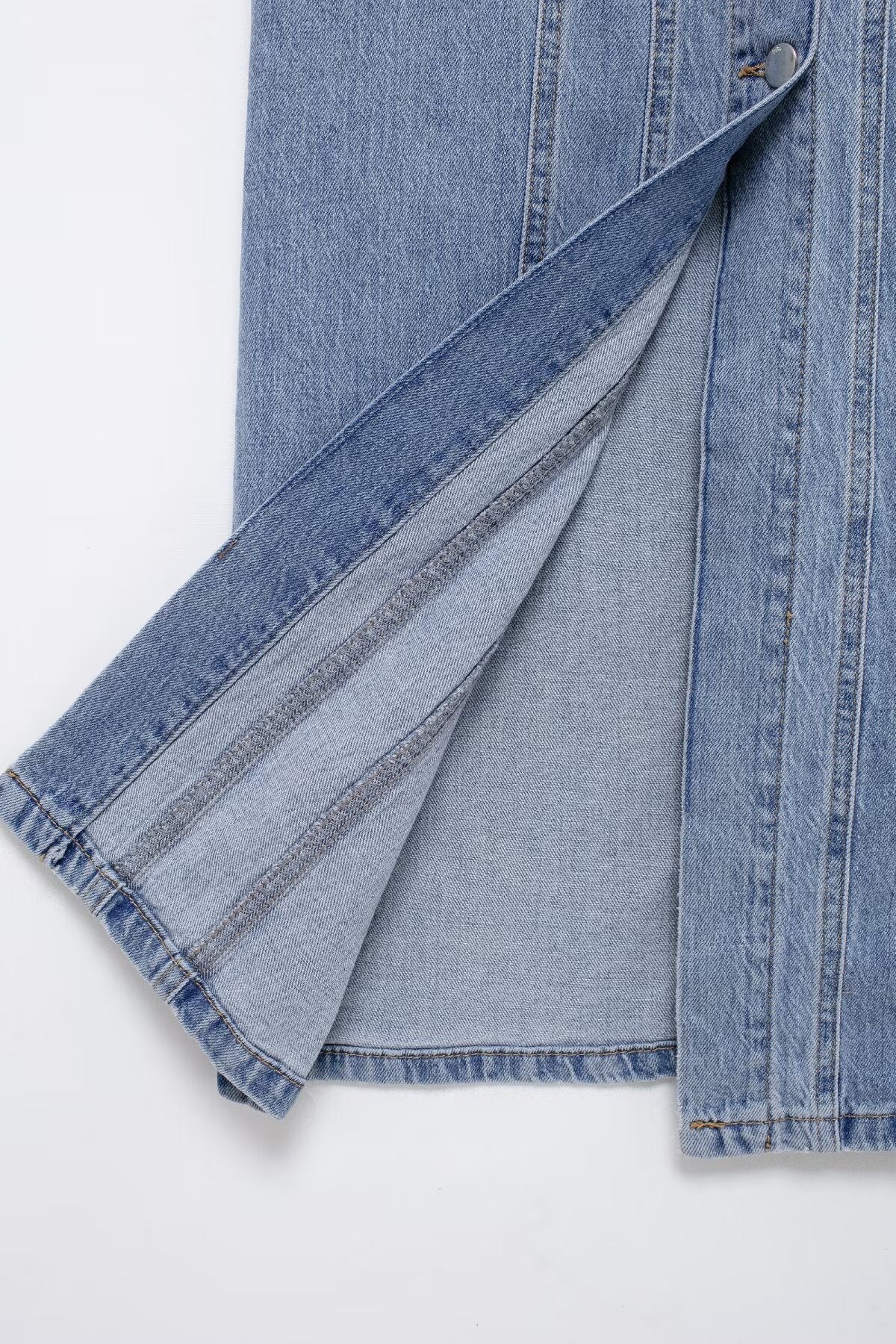 Robe mi-longue en Denim pour femmes, tenue décontractée, décorée de boutons en rangée, été