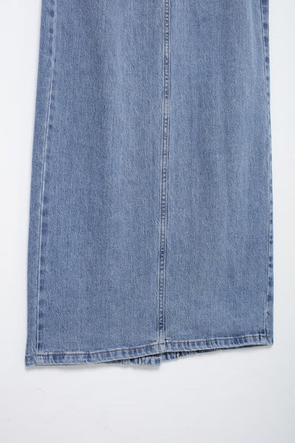 Robe mi-longue en Denim pour femmes, tenue décontractée, décorée de boutons en rangée, été