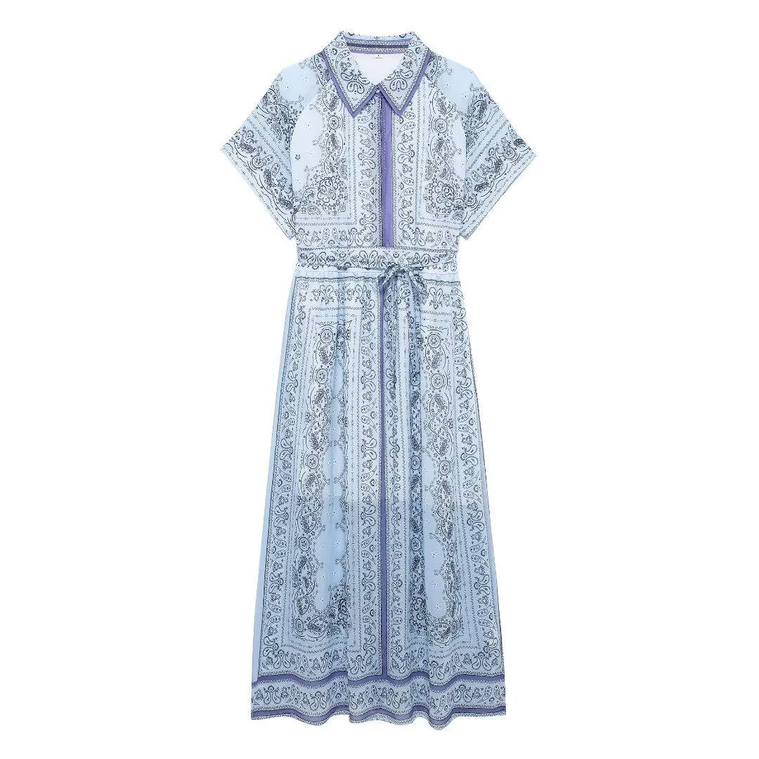 Robe à manches courtes en mousseline de soie pour femmes, chemise à col de positionnement, cravate