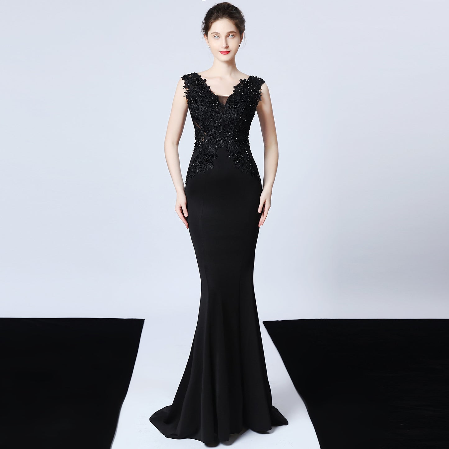 Wedding Handmade Applique Beaded Toast Clothing Bride Long Appreciation Dinner Slim-Fit Fishtail Evening Dress Formal Gown