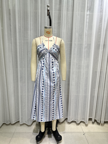 Women Holiday Halterneck Printed Dress