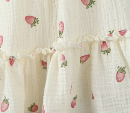 Robe d'été à imprimé fraises françaises pour femmes, robe trapèze cintrée Sexy pour jeunes