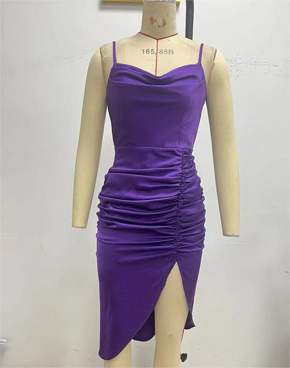 Elegant Elegant Sling Dress Dress Bottoming Slit Slim Fitting High Grade Dress