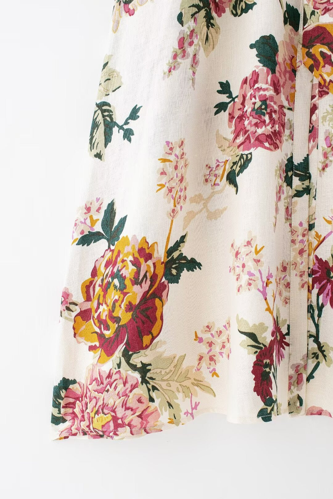 Robe chemise d'été en lin imprimé floral