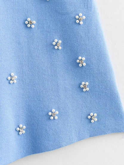 Mini robe tricotée en perles pour femmes, vêtements d'été décontractés, simples, bijoux