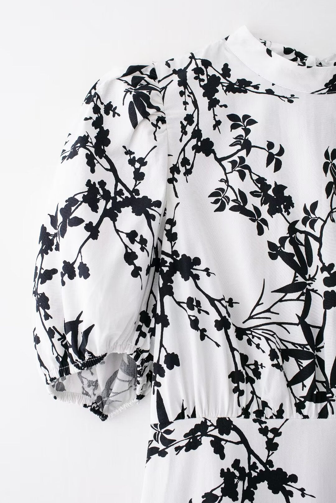 Women Clothing Summer Sexy Backless Puff Sleeve Print Dress