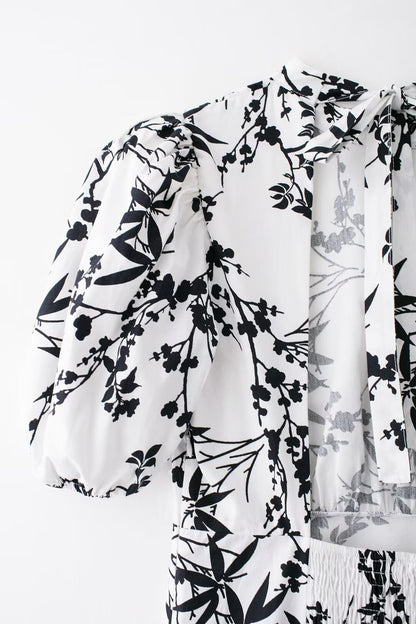 Women Clothing Summer Sexy Backless Puff Sleeve Print Dress