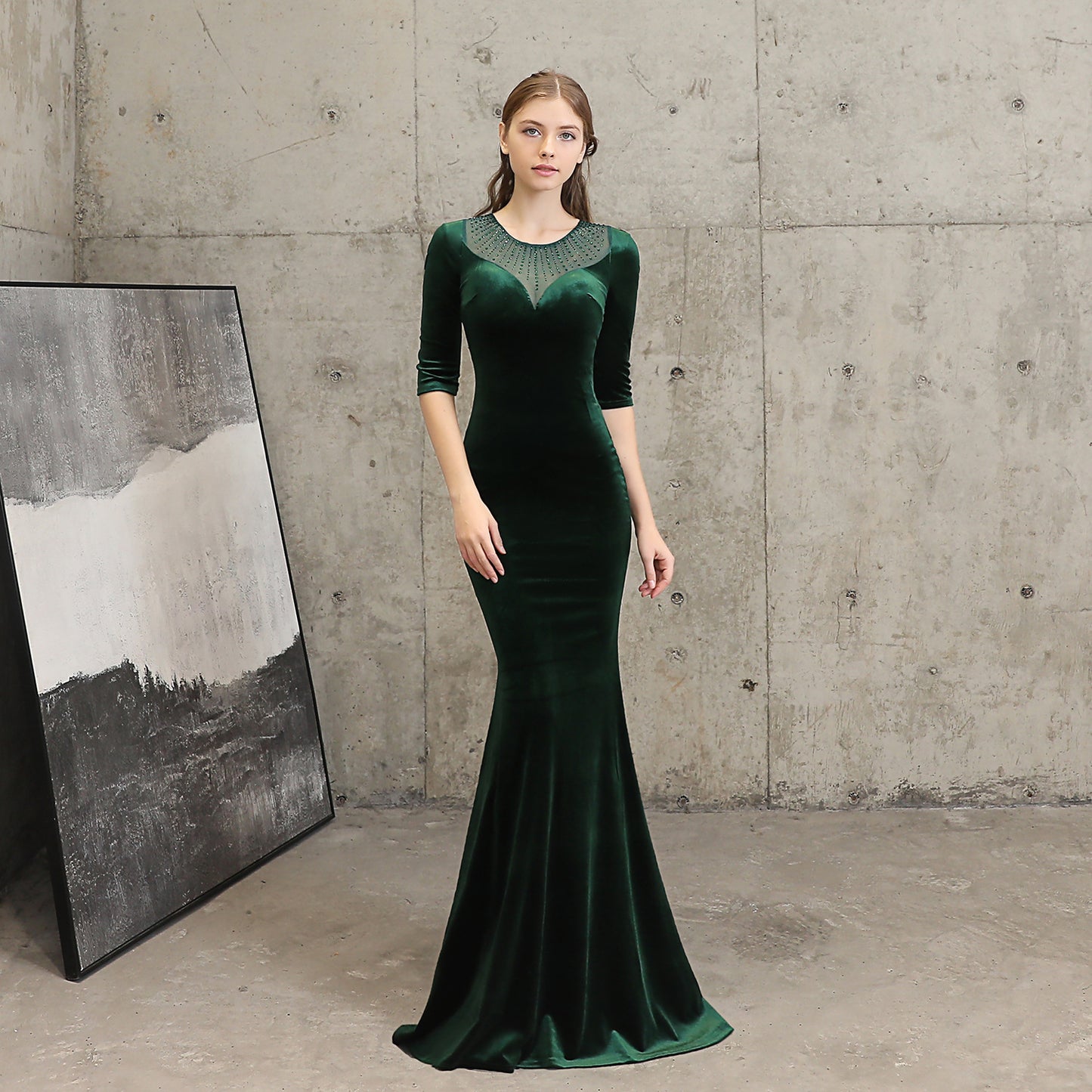 Fishtail Evening Dress Women High End Elegant Cocktail Annual Meeting Elegant Black Velvet Queen