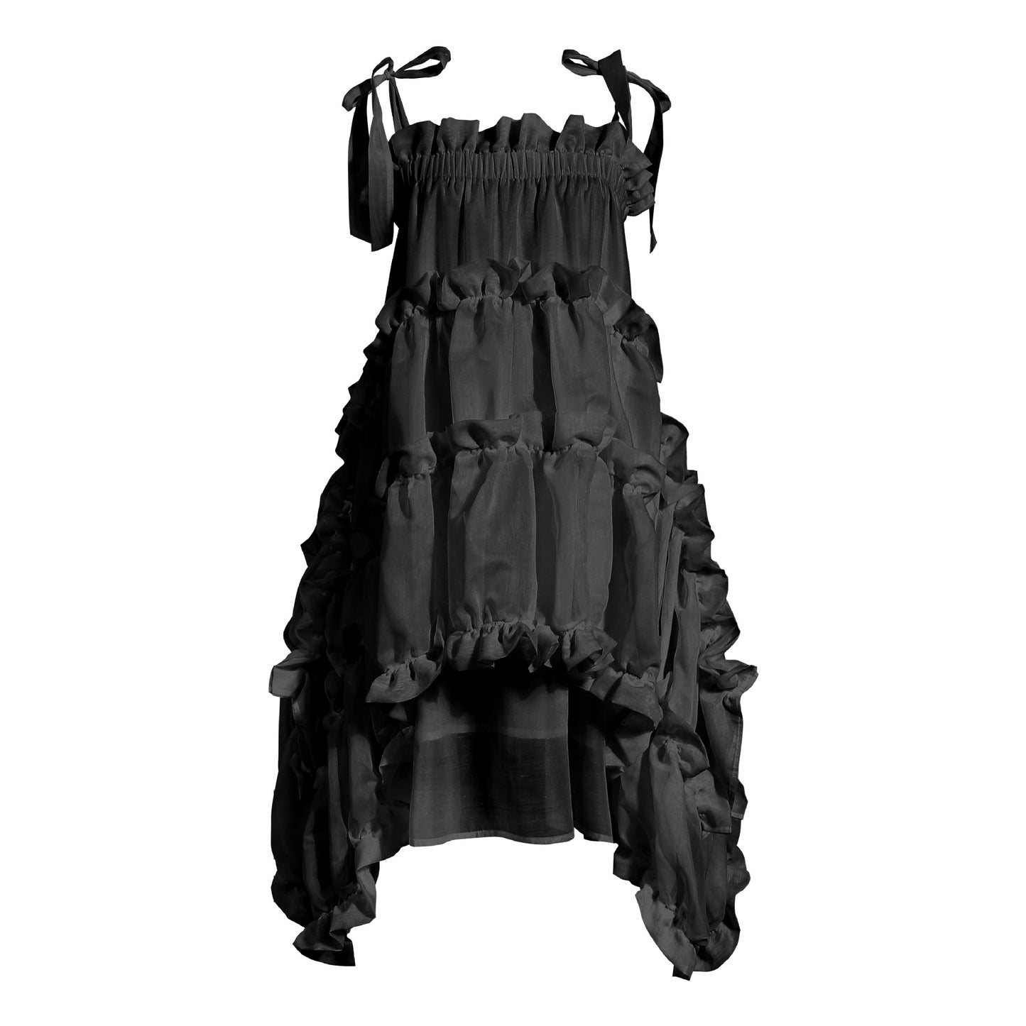 Niche Dark Suspender Dress Spring Summer Two Kinds of Wear Artificial Silk Irregular Asymmetric Pleated Lace Jumpsuit