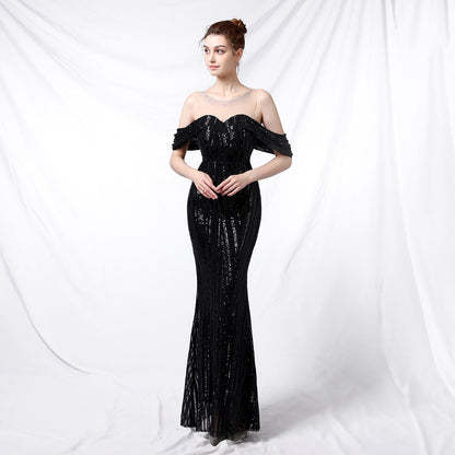 Robe de soirée courte devant long dos sequ longue robe de soirée de bal de fin d'année