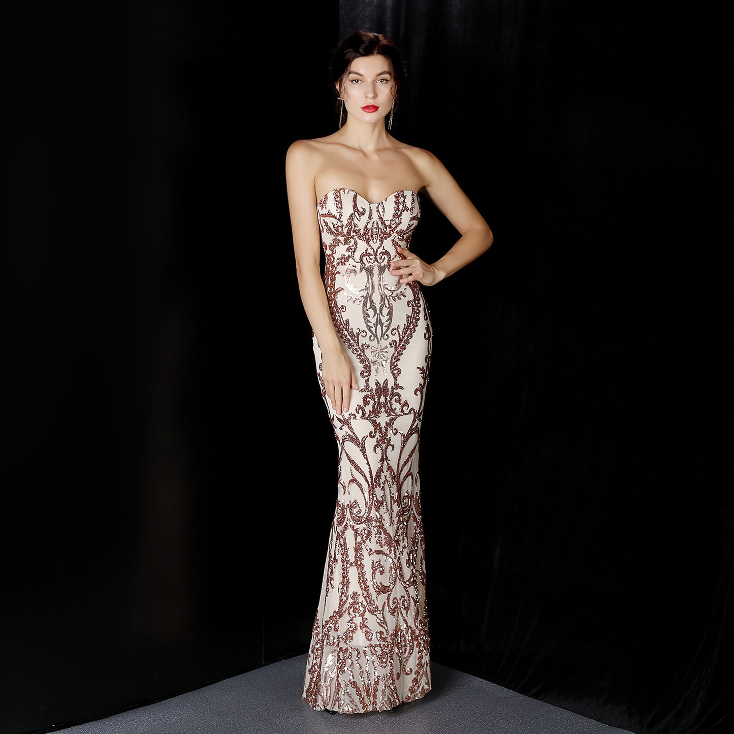 Robe de soirée courte devant long dos sequ longue robe de soirée de bal de fin d'année