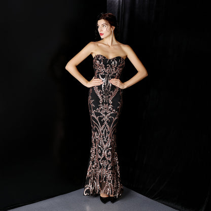 Robe de soirée courte devant long dos sequ longue robe de soirée de bal de fin d'année