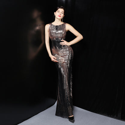 Women Dress Fairy Socialite Gathering Party Evening Dress Sexy Long Slimming Toast Dress Bride