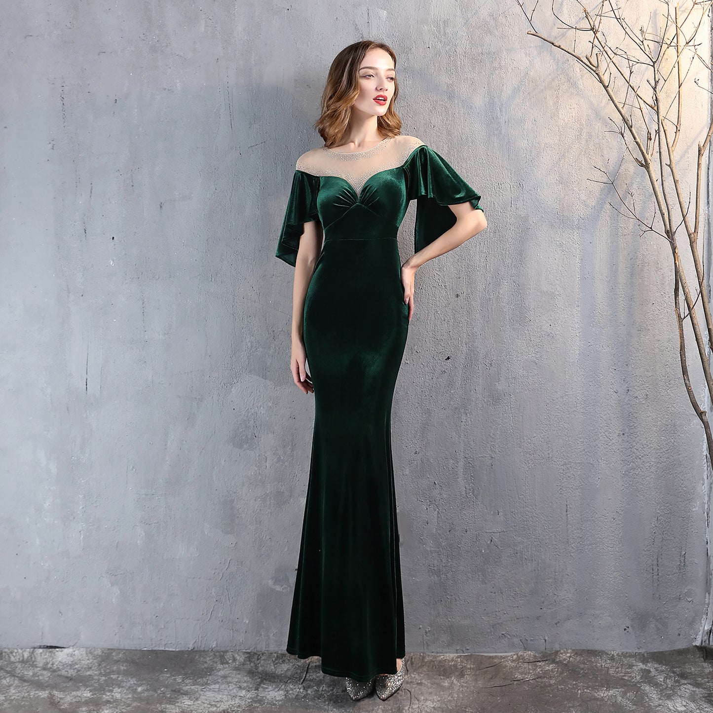 Fishtail Evening Dress Women High-End Elegant Banquet Annual Meeting Elegant Velvet Queen Formal Gown