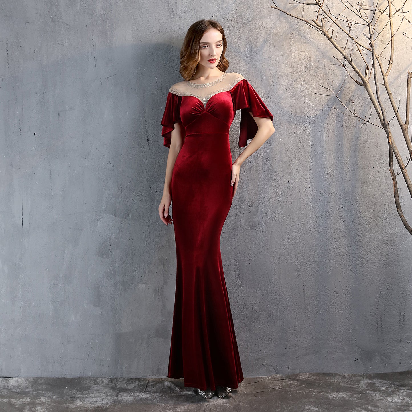 Fishtail Evening Dress Women High-End Elegant Banquet Annual Meeting Elegant Velvet Queen Formal Gown