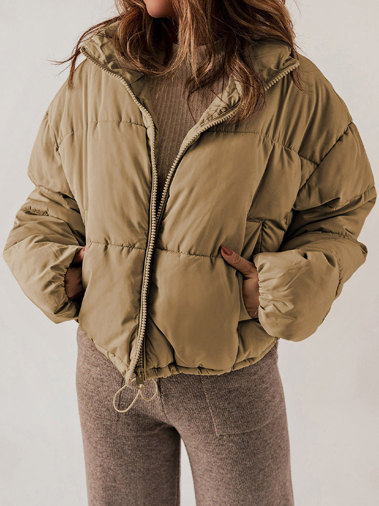 Abrigo de pan de invierno para mujer, ropa gruesa y cálida a juego, de ocio, Color sólido, con cuello levantado, acolchado de algodón, novedad