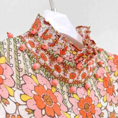 Robe imprimée à manches longues à motif floral pour femmes