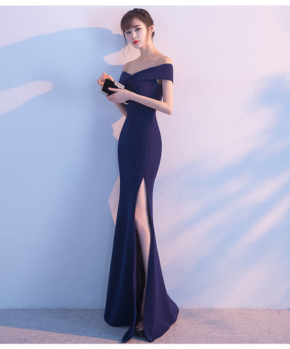 Cocktail Evening Dress Chen Elegant Long off Shoulder Fishtail Host Dress Maxi Dress