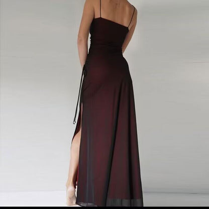 Vestido de noche de fiesta elegante con tirantes divididos