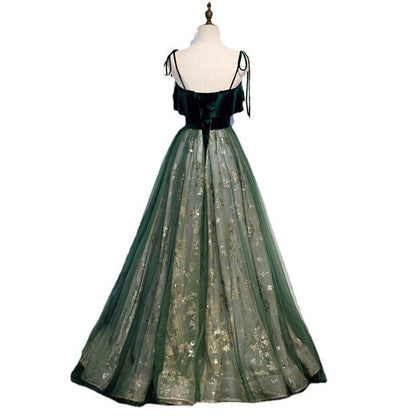 Banquet Sling Tempérament Robe Longue Vert Foncé Fantasy Mori