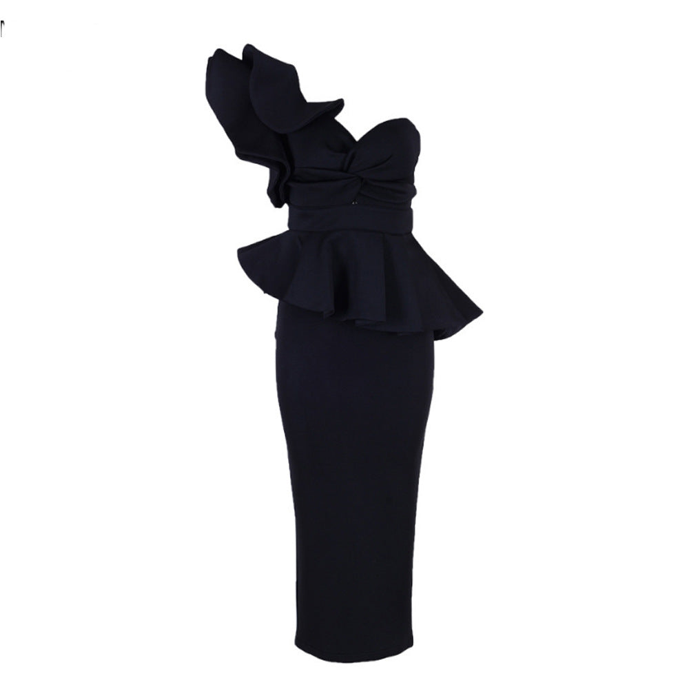 Party Formal Cocktail Evening Dress Women Sexy off-Shoulder Ruffled Backless Dinner Dress