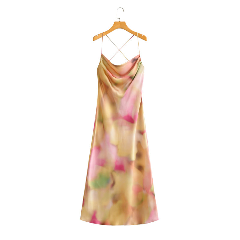 Spring Women New Tie-Dyed Strap Dress