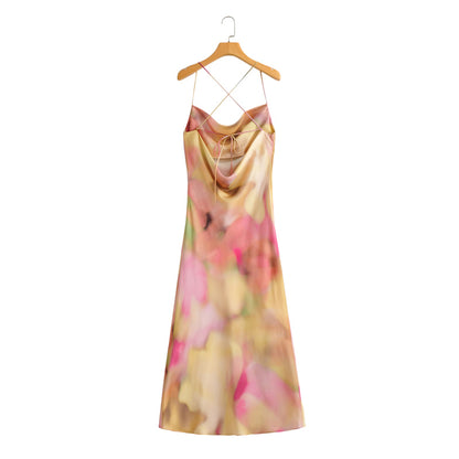 Spring Women New Tie-Dyed Strap Dress