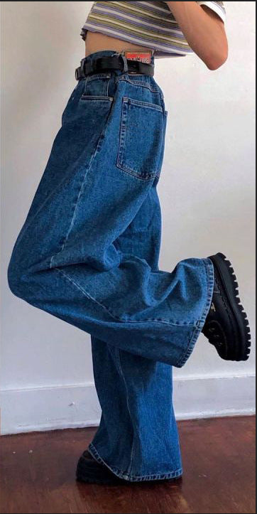 Pantalons larges tendance exclusifs pour les pantalons évasés en denim taille haute classiques