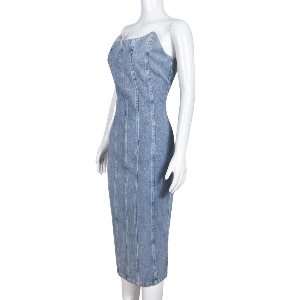 Robe en jean pour femmes, vêtements Sexy, coupe cintrée, haut tubulaire, couture