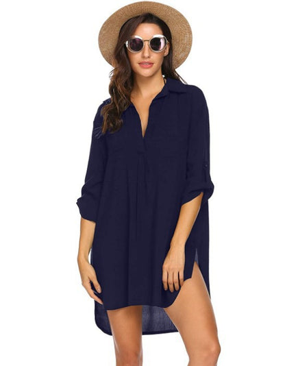 Printemps été femmes vêtements profond V décolleté plongeant élégant plage Protection solaire maillot de bain chemise robe