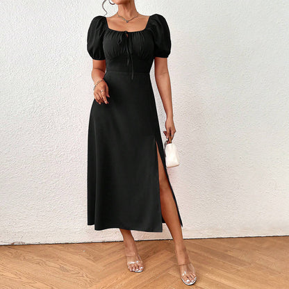 French Elegant Hepburn Design Hem Niche Split Dress Women