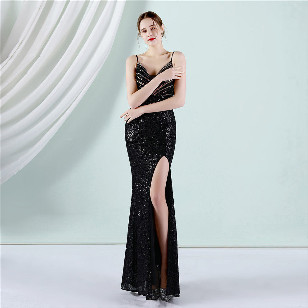 Positioning Floral Beads Ladies Party Evening Dress Sexy Long Slimming Toast Dress Bride