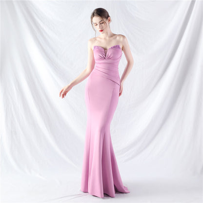 Satin Heavy Industry Beading Craft Dress