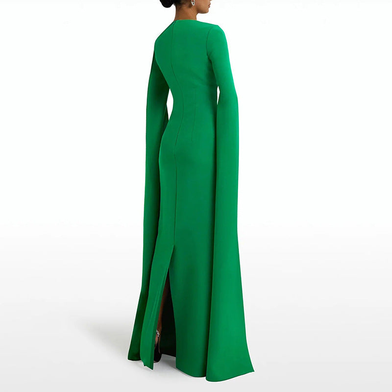 Robe longue de couleur unie coupée à la main au design élégant et haut de gamme pour femme