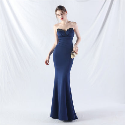 Satin Heavy Industry Beading Craft Dress