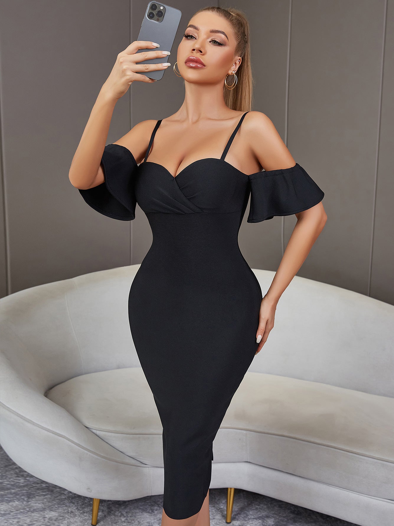 Robe d'été sexy à épaules dénudées et bandage une pièce pour soirée mondaine