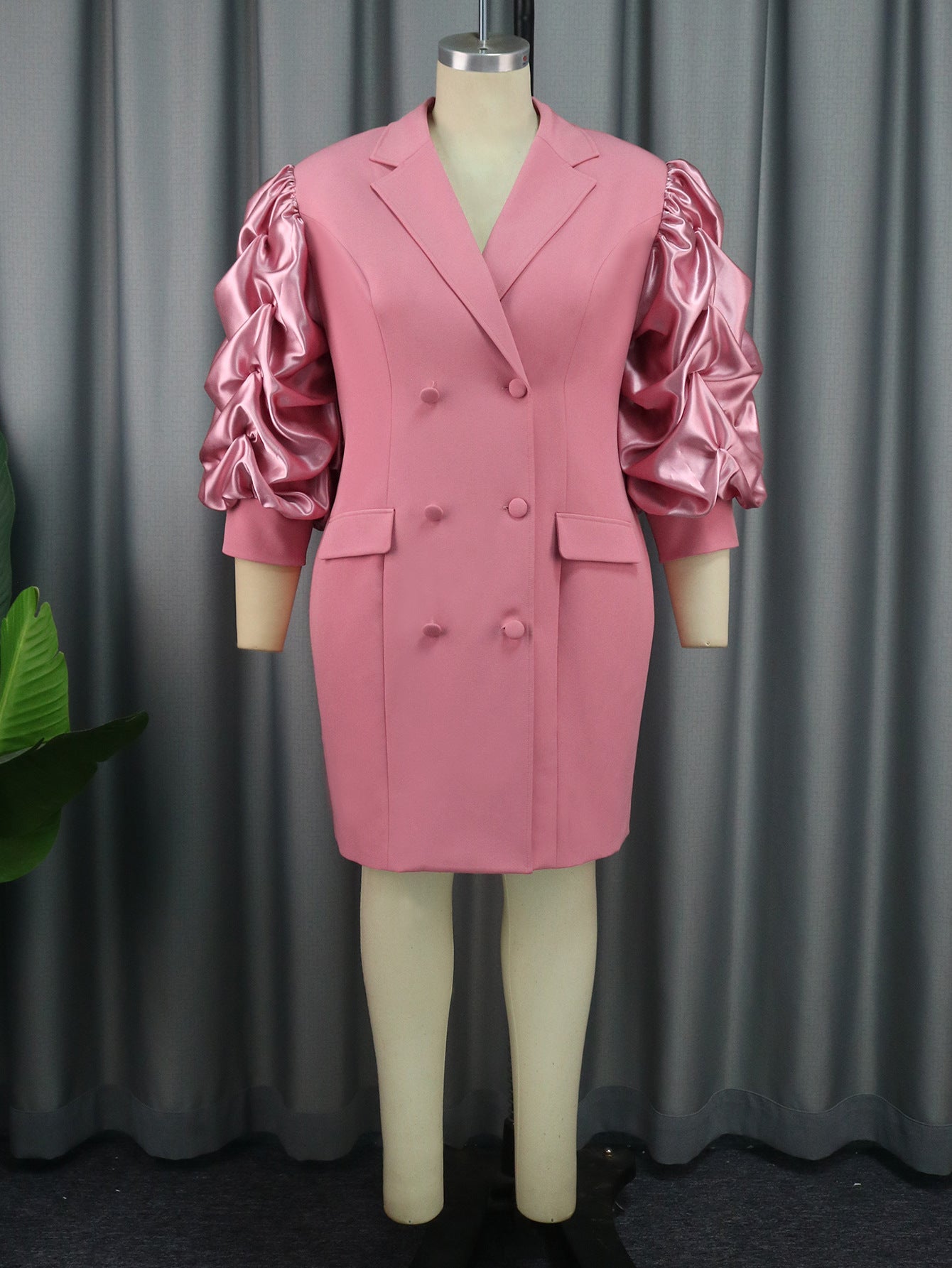 Robe à col tailleur Robe cardigan mi-longue élégante à double boutonnage