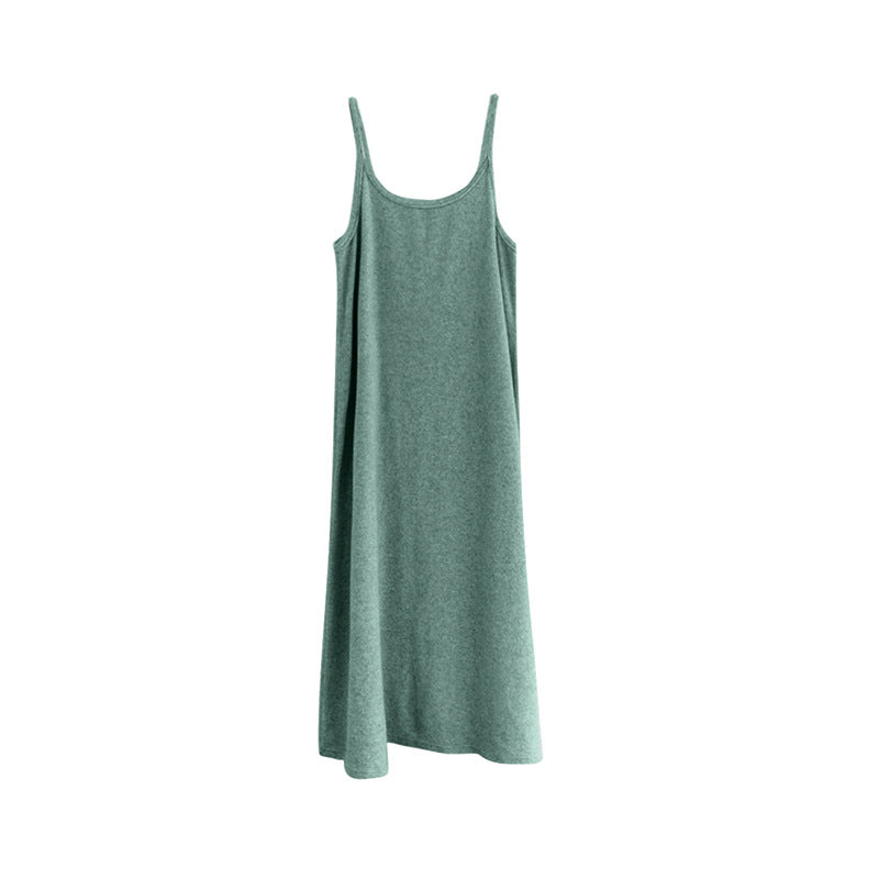 Robe camisole longue à grand col en U, pyjama en tissu pelucheux pour femmes, ample, adapté à un usage quotidien, printemps-automne