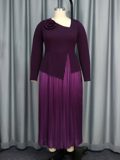 Elegante vestido plisado morado para fiesta, cóctel, vestido de corte A, vestido plisado