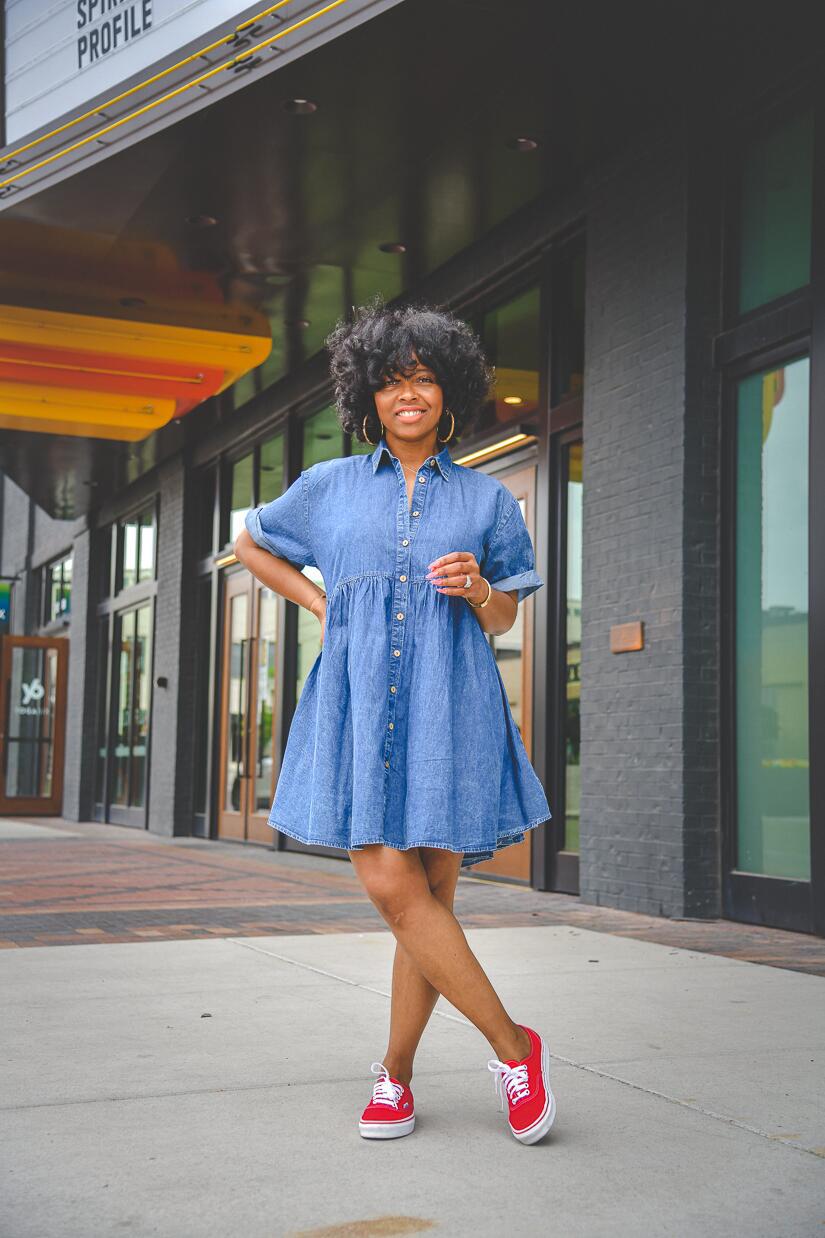 Denim Short Sleeve Slim Dress Pettiskirt