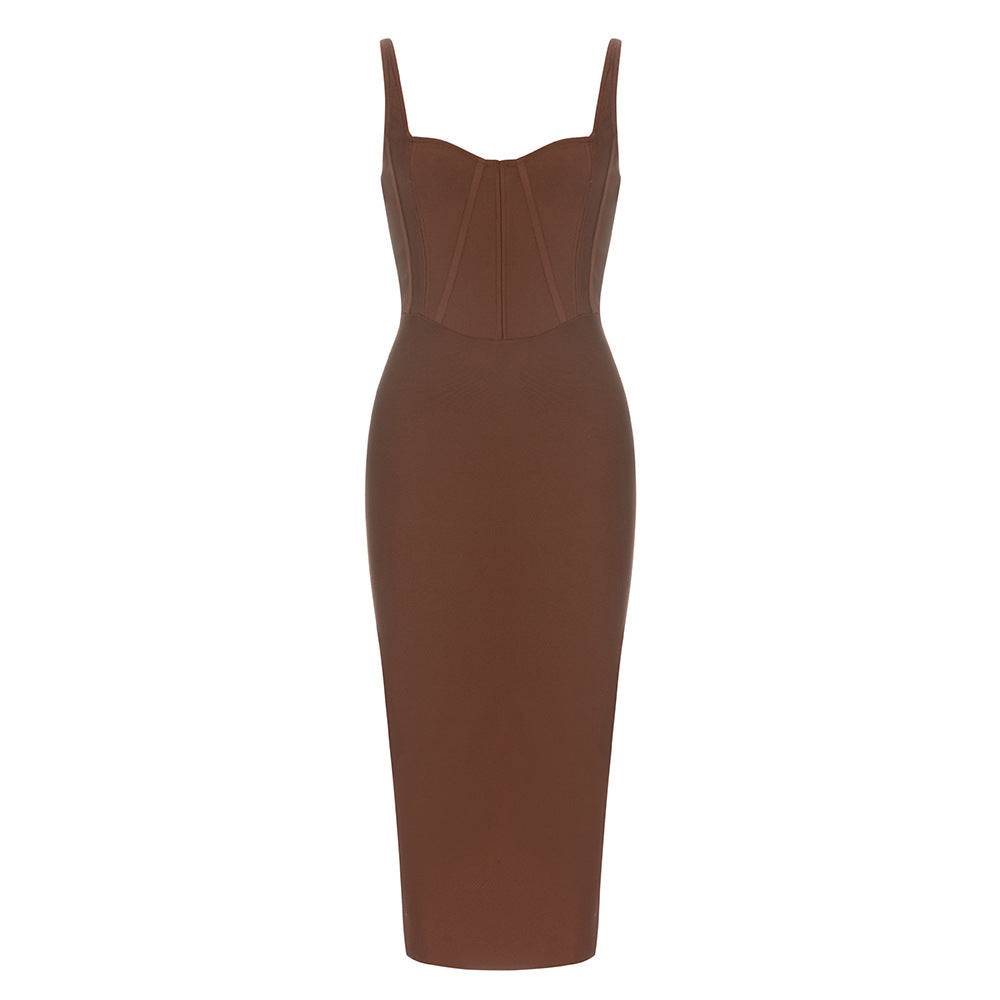 Robe d'été simple et sexy pour femme, tenue de soirée ajustée et moulante